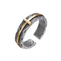 Vintage Silberring Gothic Cross S925 & Messing