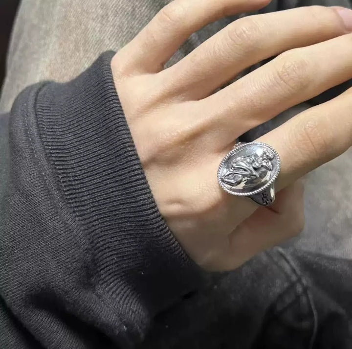 Siegelring 925 Silber ovales Motiv/Platte
