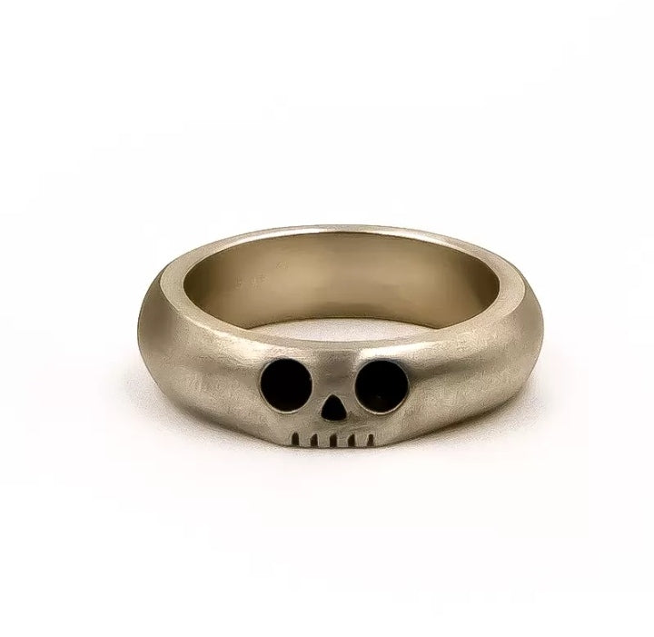 Vintage Silberring Skull S925 im matten Biker Stil