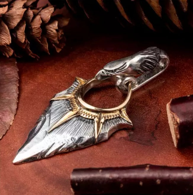 Vintage Silber Anhänger Eagle Spearhead S925 & Messing