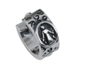 Silber Creolen-Ohrringe ovales Motiv mit schwarzem Emblem ohne Stein 1 piece