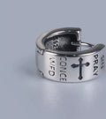 Vintage Silber Creolen Gothic Prayer S925 im Biker Stil